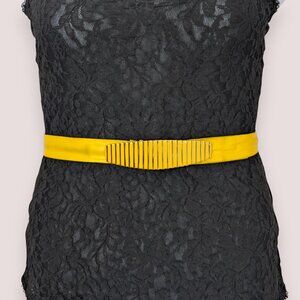 V. Yellow Faux Leather Metal Front Belt
